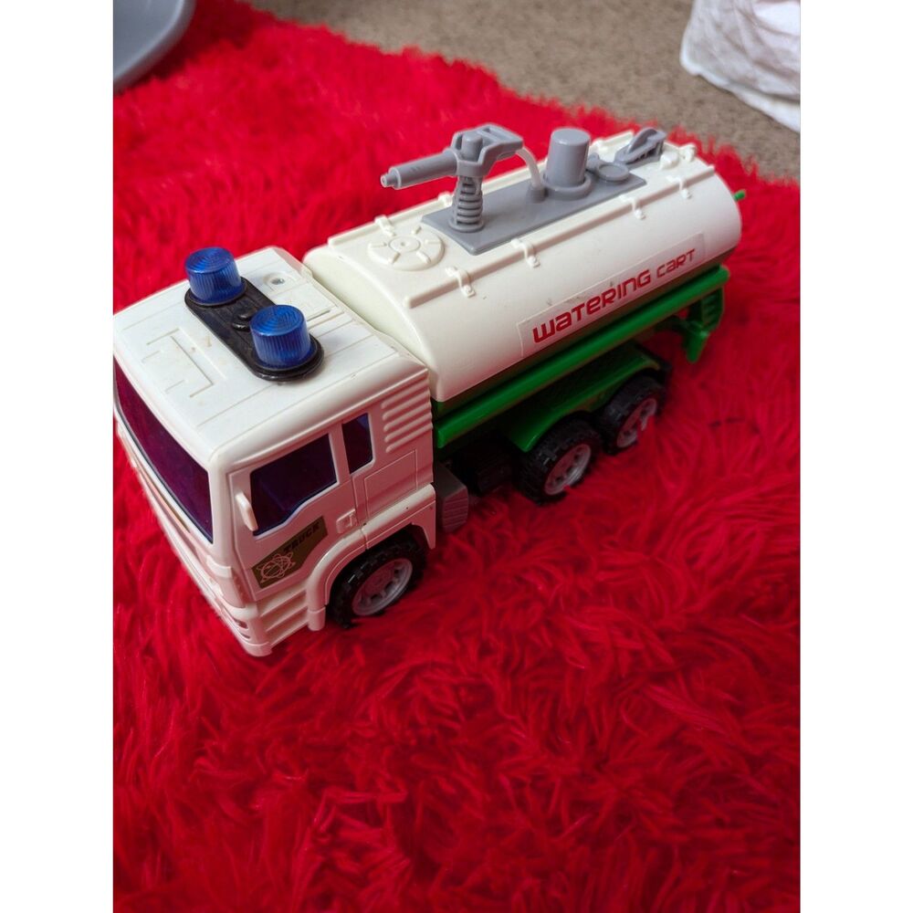 Think Green Transportation Watering Cart Toy Tanker Truck White & Green